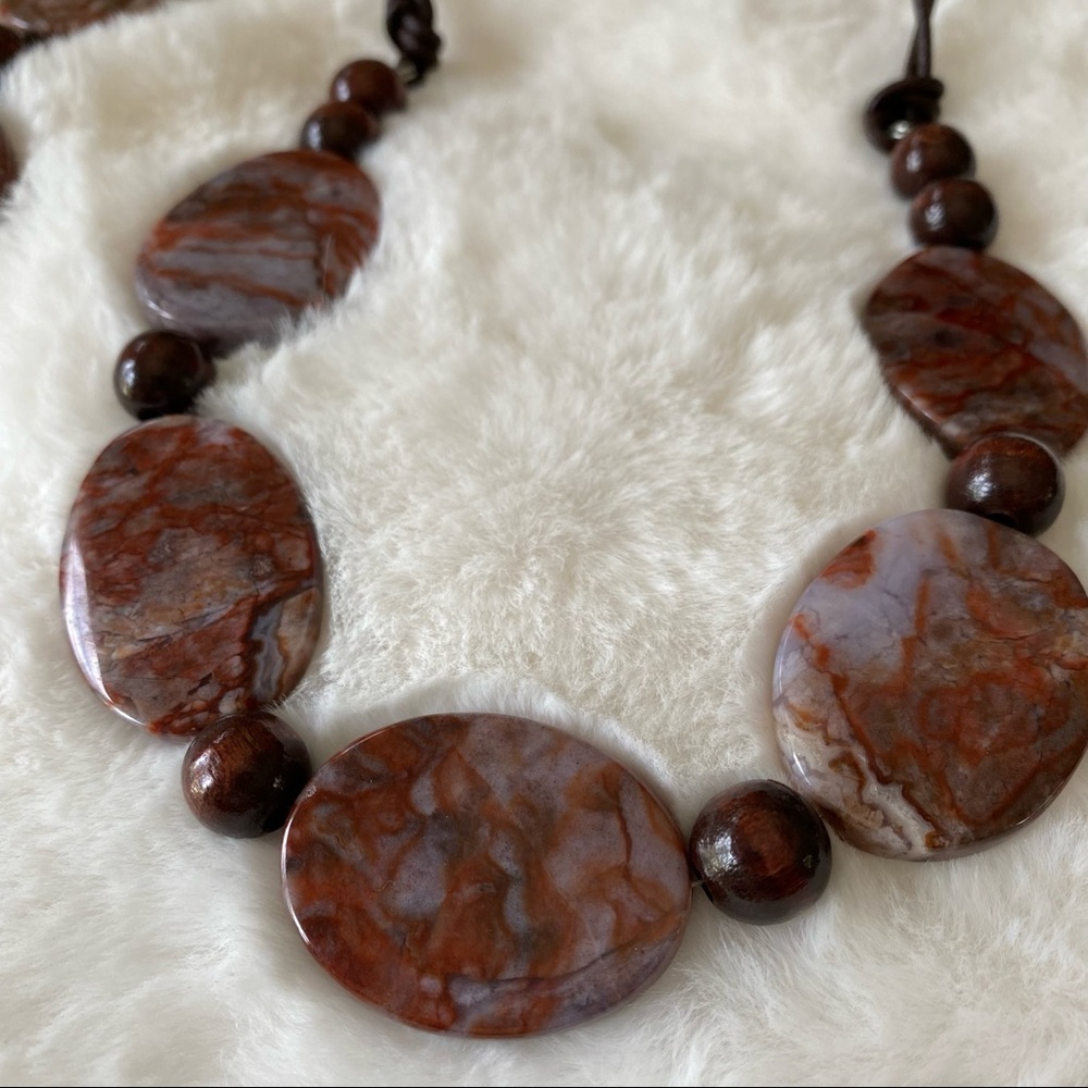 Genuine Agate Leather Necklace